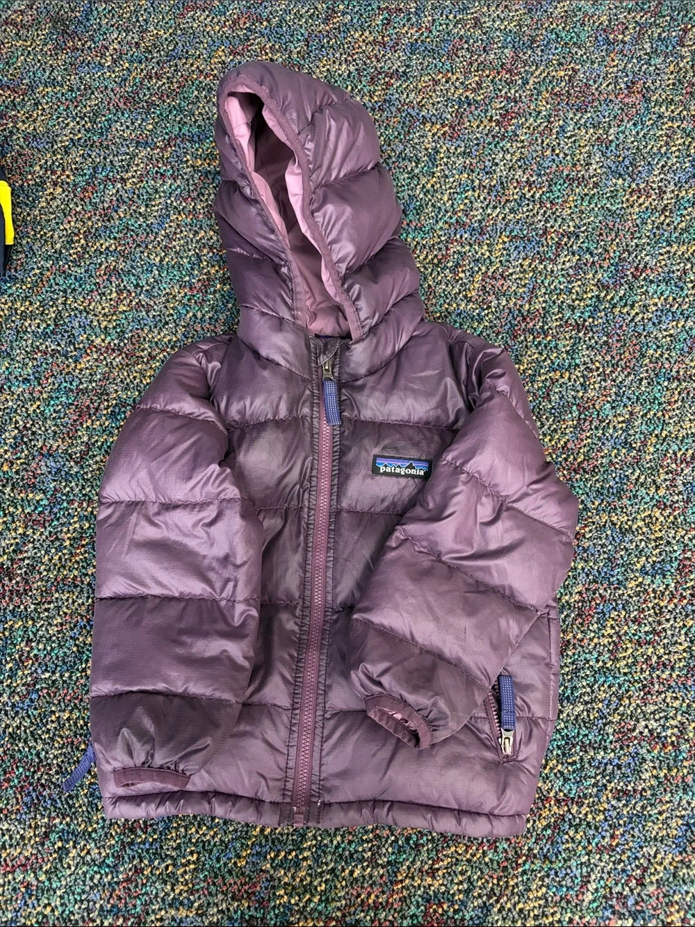 Patagonia Kids Purple Hooded Puffer Coat